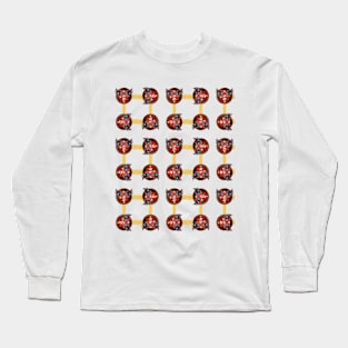 Creepy Bowl of Curry Square Plaid Noodle Pattern Design Long Sleeve T-Shirt